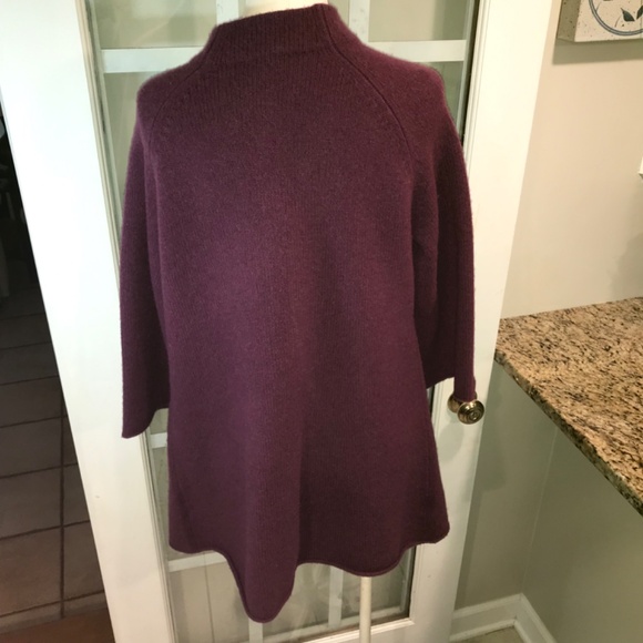 Eileen Fisher 100% wool pockets plum sweater 3/4 sleeves coat - Picture 5 of 16